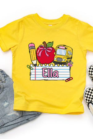 Toddler Personalized Back-to-School Name Tag Girl Fine Jersey Tee *Enter Kid's Name