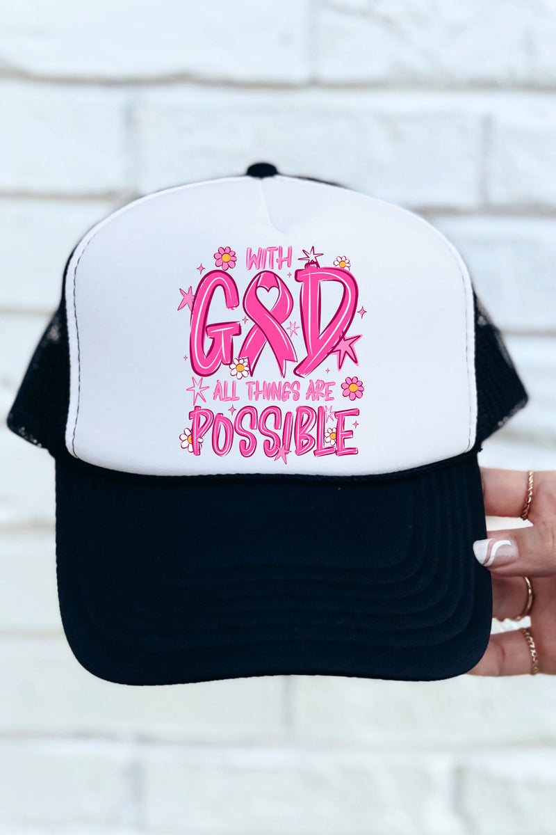 All Things Are Possible Pink Ribbon Otto Foam Front Trucker Hat