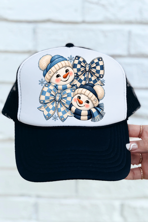 Winter Check Snowmen Otto Foam Front Trucker Hat