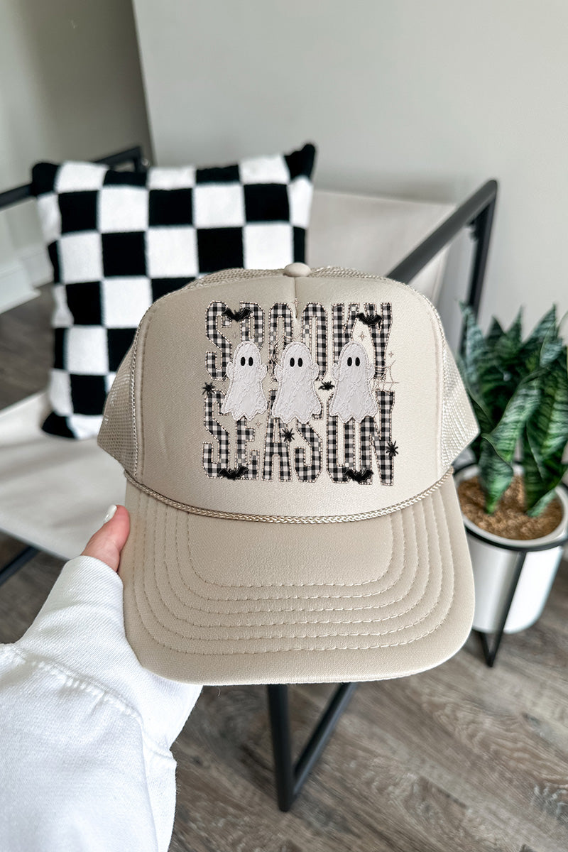 Spooky Season Gingham & Ghosts Otto Foam Front Trucker Hat