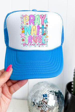 Pray Wait Trust Bright Doodle Otto Foam Front Trucker Hat