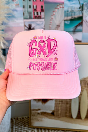 All Things Are Possible Pink Ribbon Otto Foam Front Trucker Hat