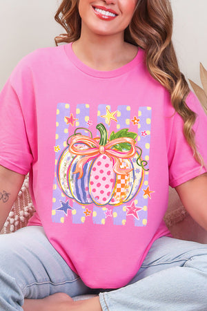 Pretty Patchwork Pumpkin Short Sleeve Relaxed Fit T-Shirt
