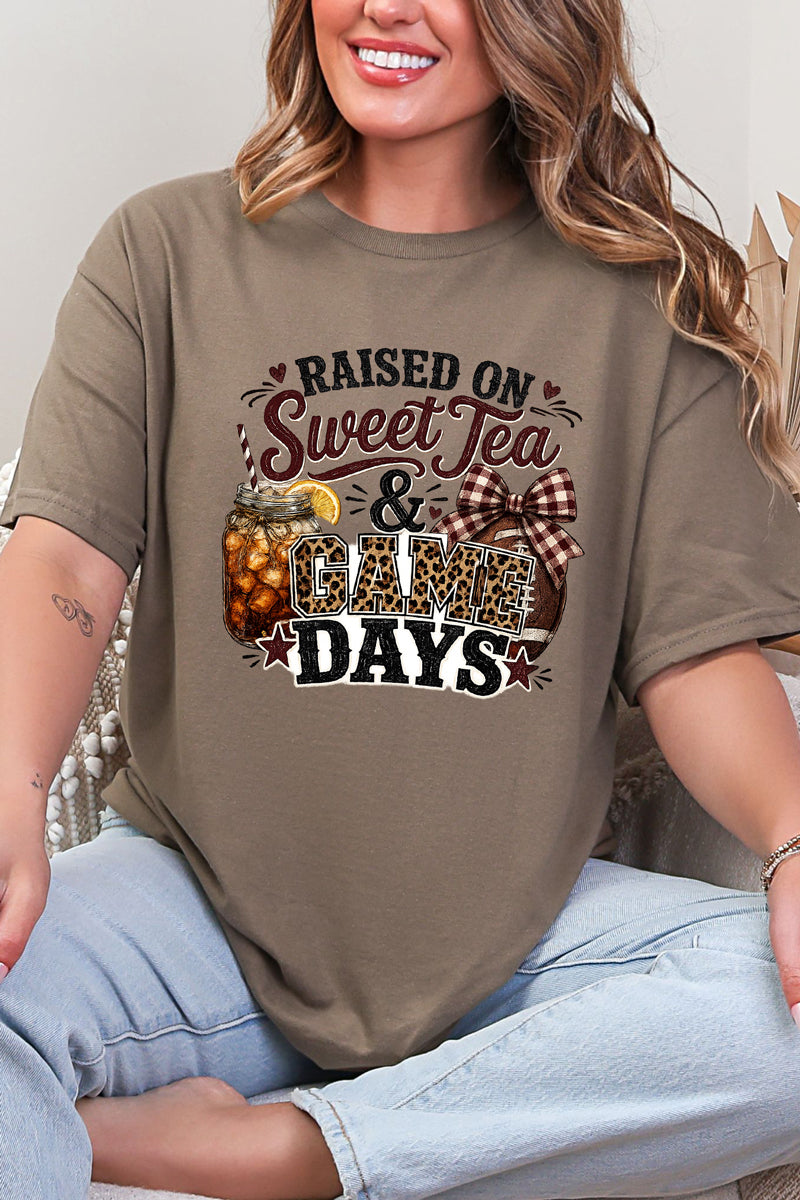 Raised On Sweet Tea & Game Days Short Sleeve Relaxed Fit T-Shirt