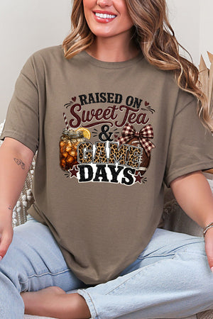 Raised On Sweet Tea & Game Days Short Sleeve Relaxed Fit T-Shirt