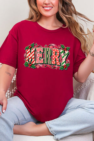 Peppermint Merry Short Sleeve Relaxed Fit T-Shirt