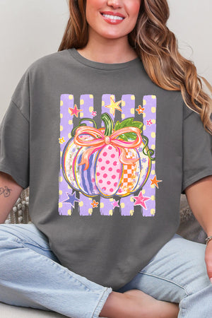 Pretty Patchwork Pumpkin Short Sleeve Relaxed Fit T-Shirt