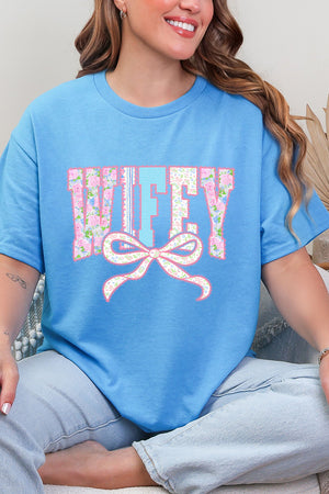 Ribboned Roses Wifey Short Sleeve Relaxed Fit T-Shirt