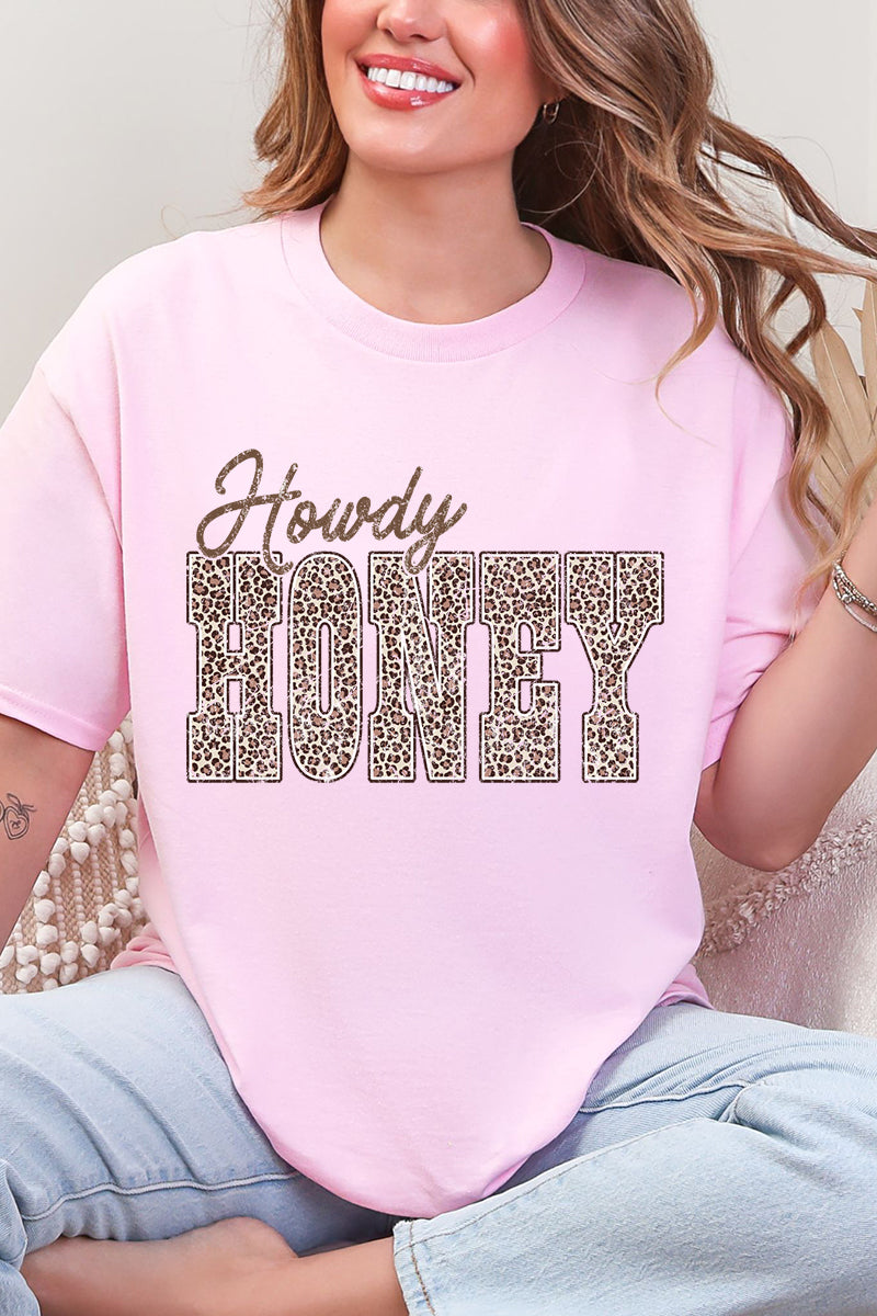 Leopard Howdy Honey Short Sleeve Relaxed Fit T-Shirt