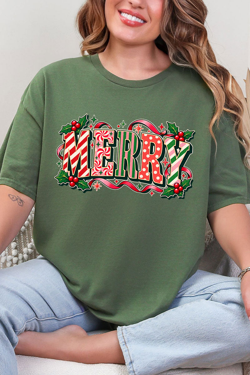 Peppermint Merry Short Sleeve Relaxed Fit T-Shirt