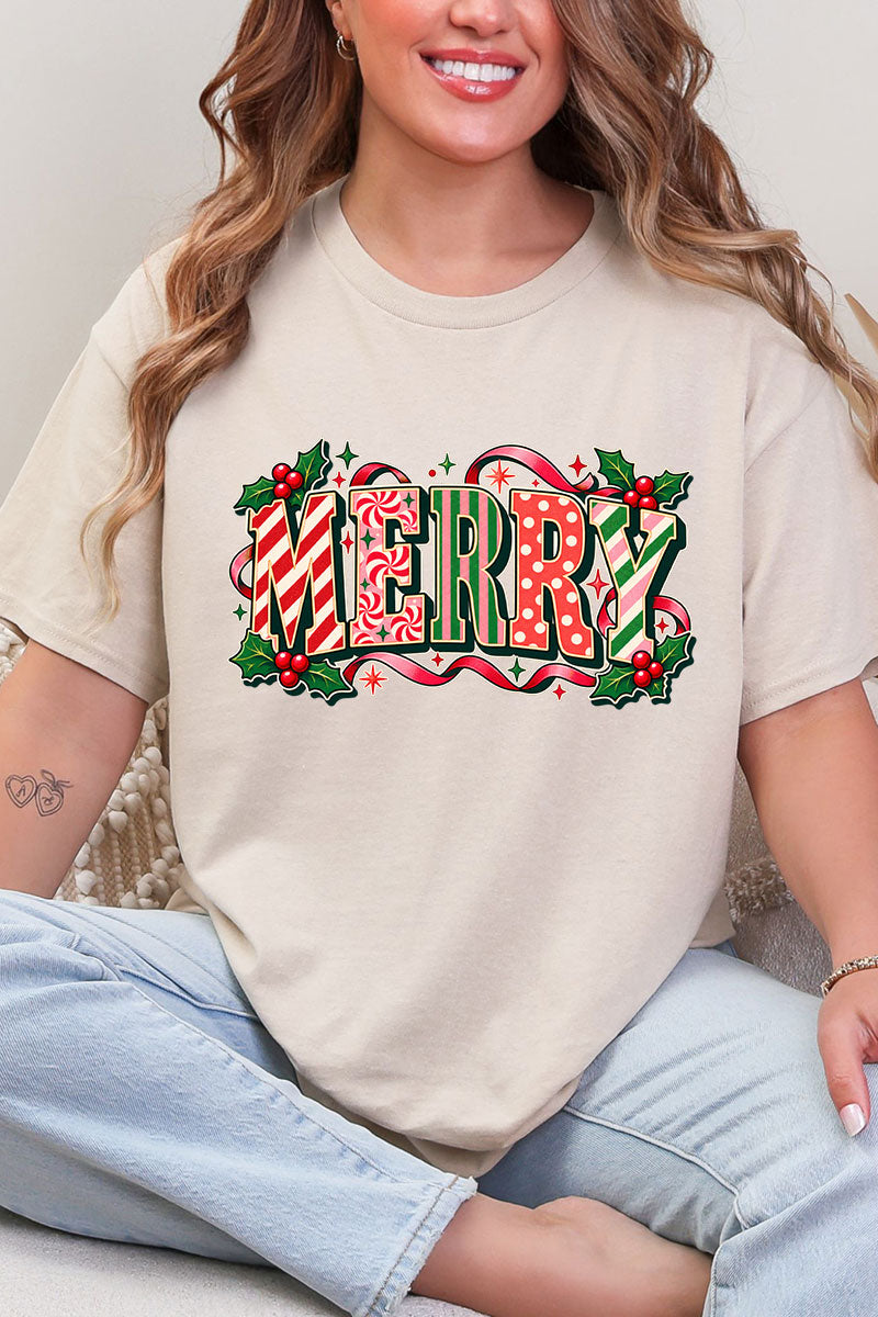 Peppermint Merry Short Sleeve Relaxed Fit T-Shirt