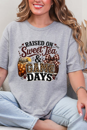 Raised On Sweet Tea & Game Days Short Sleeve Relaxed Fit T-Shirt