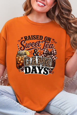 Raised On Sweet Tea & Game Days Short Sleeve Relaxed Fit T-Shirt