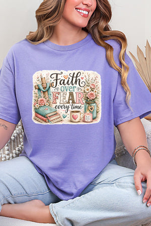 Faith Over Fear Floral Devotion Short Sleeve Relaxed Fit T-Shirt