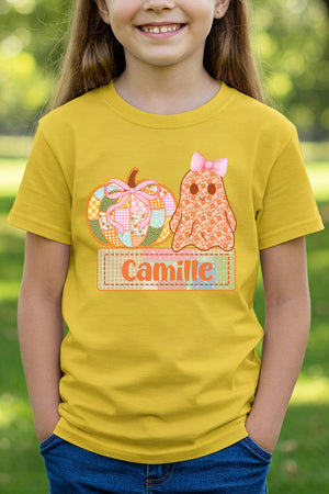 Youth Personalized Sweetly Spooky Short Sleeve Relaxed Fit T-Shirt *Enter Kid's Name