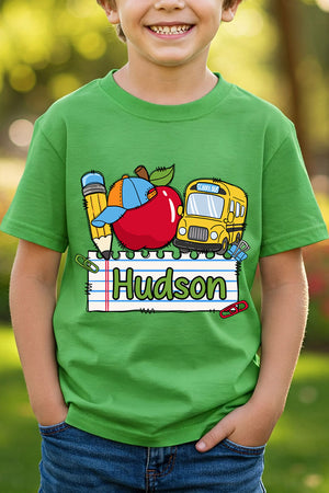 Youth Personalized Back-to-School Name Tag Boy Short Sleeve Relaxed Fit T-Shirt *Enter Kid's Name