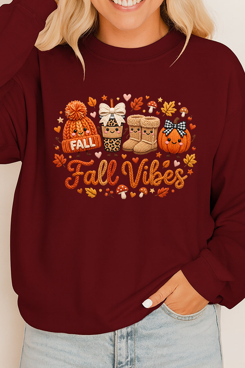 Faux Knit Cozy Fall Vibes Heavy Cotton Long Sleeve Adult T-Shirt
