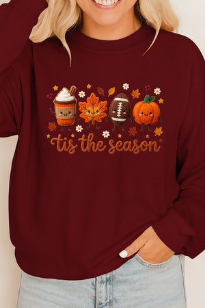 Tis the Season Faux Knit Collage Heavy Cotton Long Sleeve Adult T-Shirt