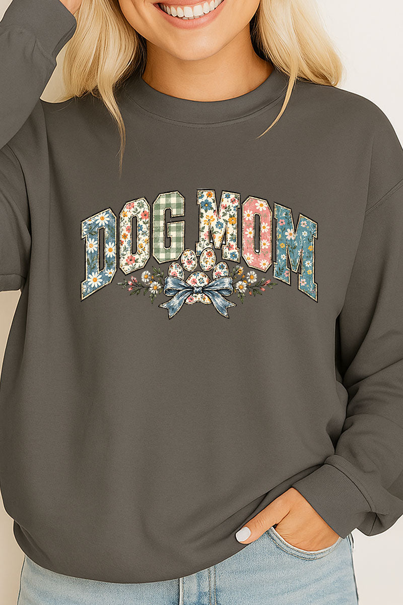 Dog Mom Petals & Paw Heavy Cotton Long Sleeve Adult T-Shirt