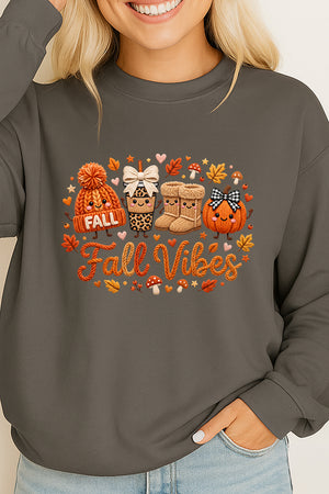 Faux Knit Cozy Fall Vibes Heavy Cotton Long Sleeve Adult T-Shirt