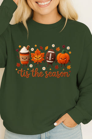 Tis the Season Faux Knit Collage Heavy Cotton Long Sleeve Adult T-Shirt