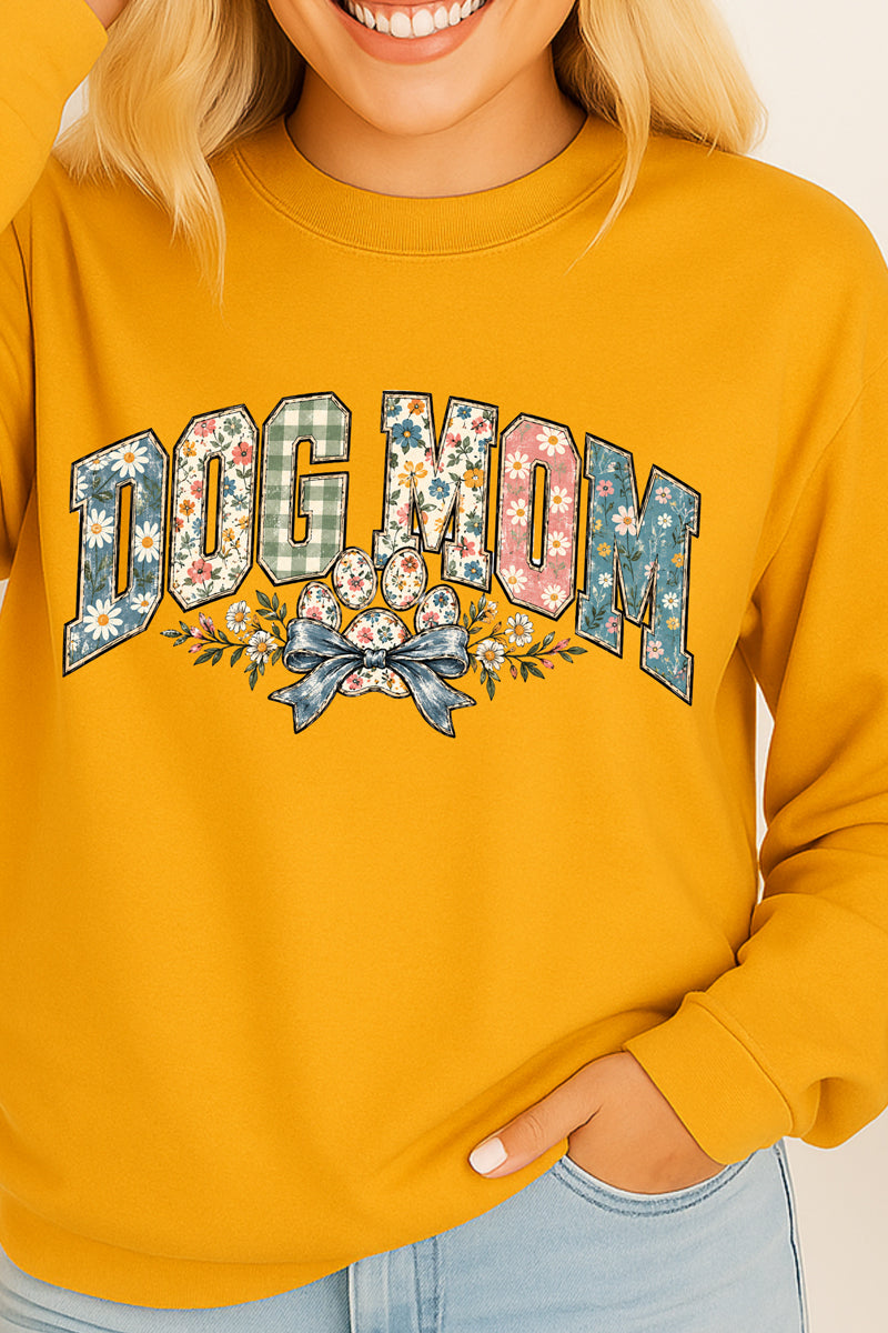 Dog Mom Petals & Paw Heavy Cotton Long Sleeve Adult T-Shirt