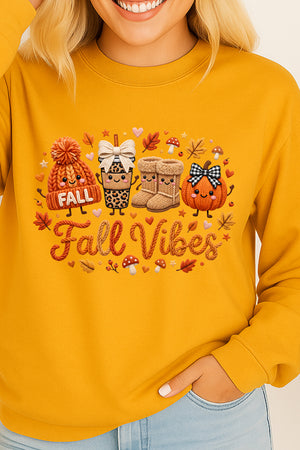 Faux Knit Cozy Fall Vibes Heavy Cotton Long Sleeve Adult T-Shirt