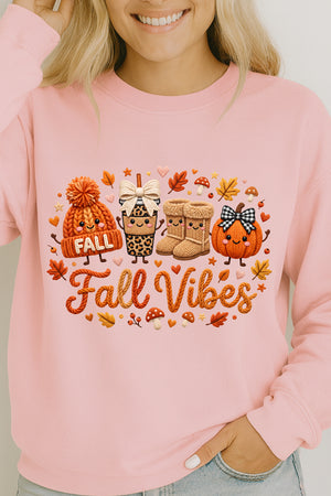 Faux Knit Cozy Fall Vibes Heavy Cotton Long Sleeve Adult T-Shirt