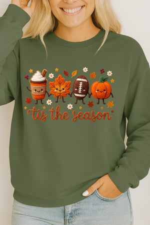 Tis the Season Faux Knit Collage Heavy Cotton Long Sleeve Adult T-Shirt