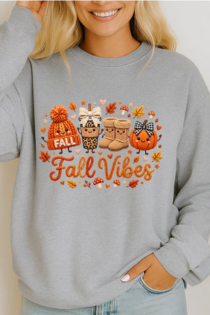 Faux Knit Cozy Fall Vibes Heavy Cotton Long Sleeve Adult T-Shirt