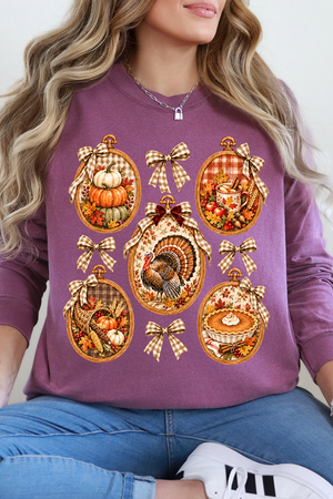 Thanksgiving Portraits Comfort Colors Heavyweight Long T-Shirt
