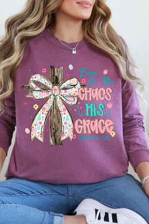 In The Chaos Coquette Cross Comfort Colors Heavyweight Long T-Shirt
