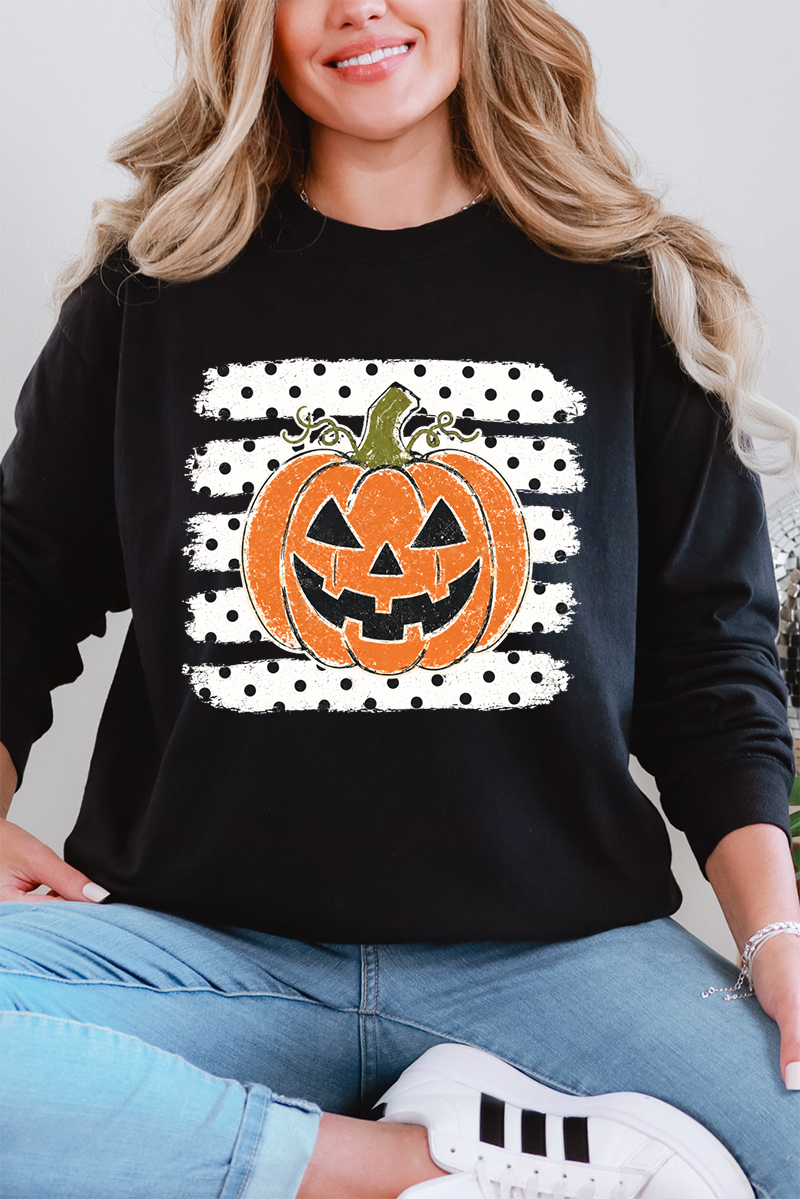 Spooky Pumpkin Pop Comfort Colors Heavyweight Long T-Shirt