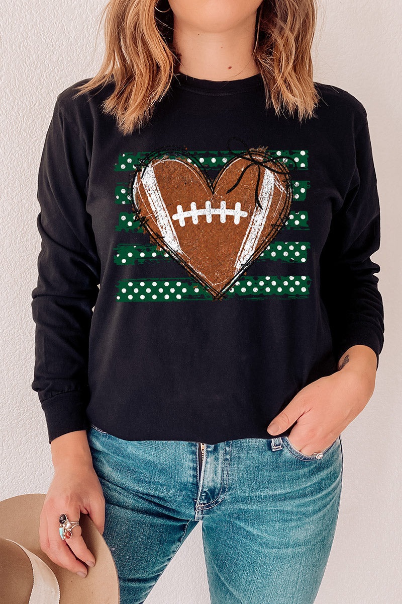Green Football Sweetheart Comfort Colors Heavyweight Long T-Shirt
