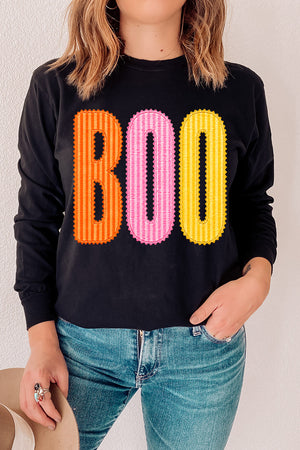 Candy Stripe Boo Comfort Colors Heavyweight Long T-Shirt
