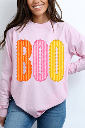 Candy Stripe Boo Comfort Colors Heavyweight Long T-Shirt