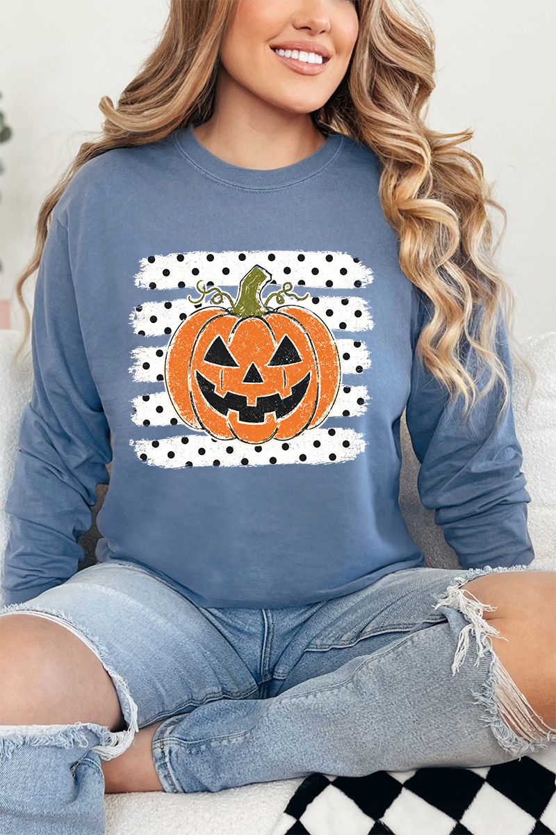 Spooky Pumpkin Pop Comfort Colors Heavyweight Long T-Shirt