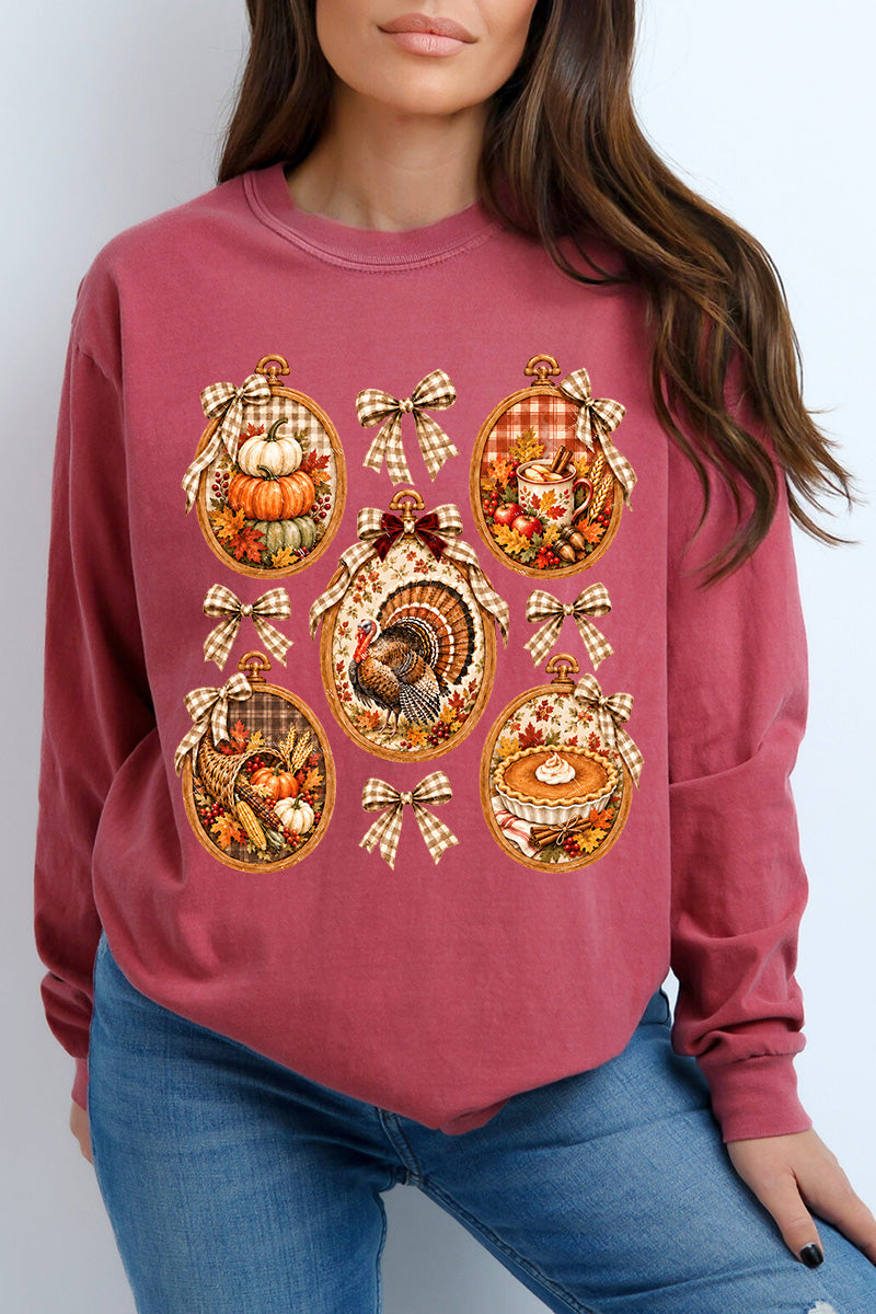 Thanksgiving Portraits Comfort Colors Heavyweight Long T-Shirt