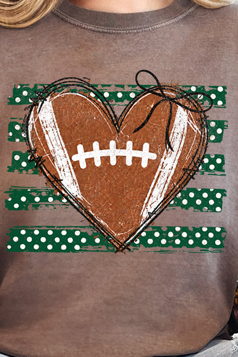 Green Football Sweetheart Comfort Colors Heavyweight Long T-Shirt