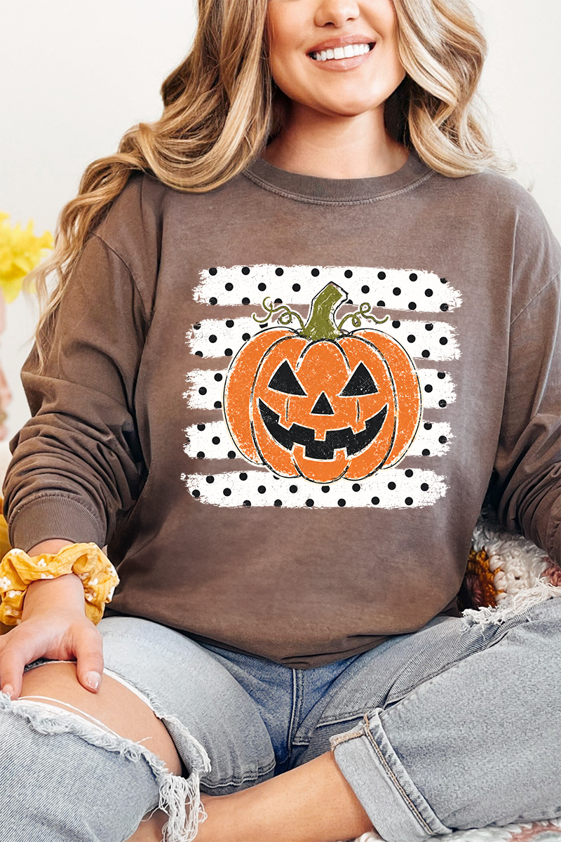 Spooky Pumpkin Pop Comfort Colors Heavyweight Long T-Shirt