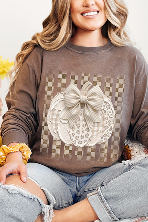 Painted Pumpkin Latte Comfort Colors Heavyweight Long T-Shirt