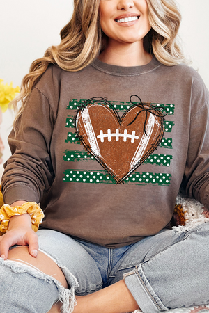 Green Football Sweetheart Comfort Colors Heavyweight Long T-Shirt