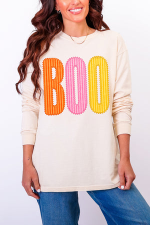 Candy Stripe Boo Comfort Colors Heavyweight Long T-Shirt