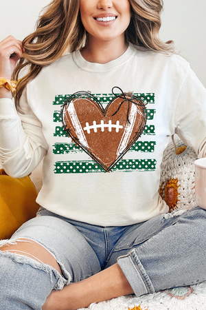 Green Football Sweetheart Comfort Colors Heavyweight Long T-Shirt