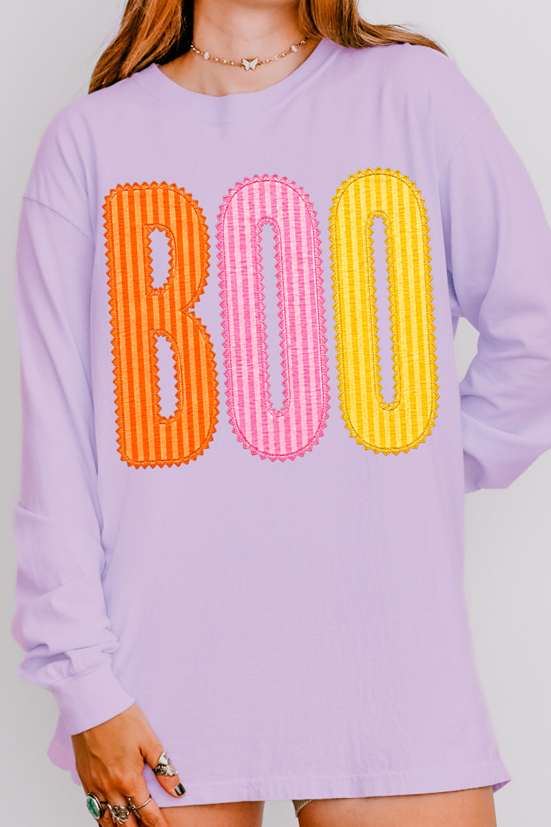 Candy Stripe Boo Comfort Colors Heavyweight Long T-Shirt