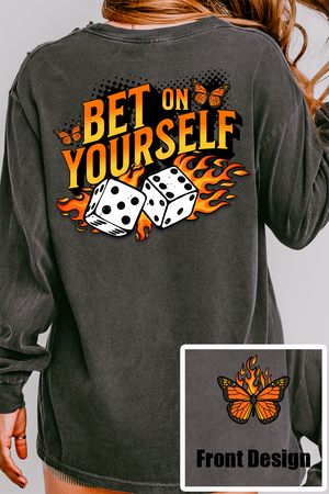 Bet On Yourself Front & Back Design Comfort Colors Heavyweight Long T-Shirt