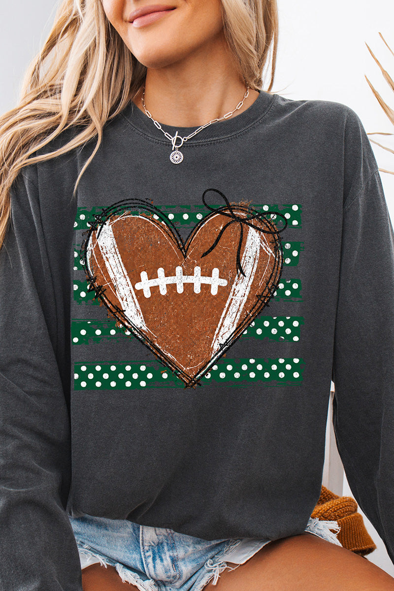 Green Football Sweetheart Comfort Colors Heavyweight Long T-Shirt