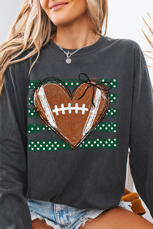 Green Football Sweetheart Comfort Colors Heavyweight Long T-Shirt