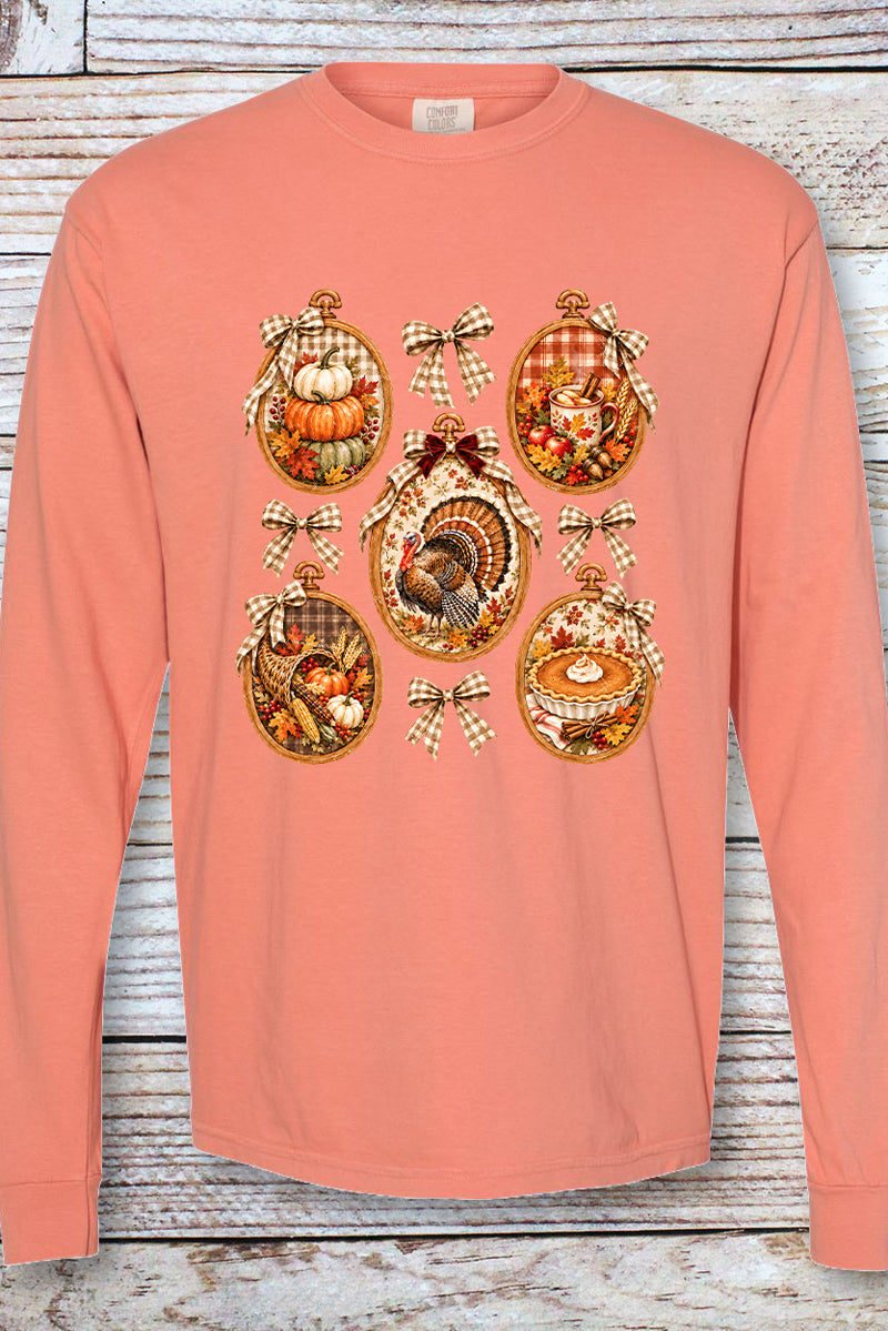 Thanksgiving Portraits Comfort Colors Heavyweight Long T-Shirt