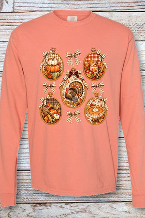 Thanksgiving Portraits Comfort Colors Heavyweight Long T-Shirt